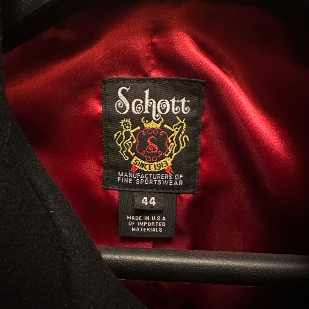 Schmitt NYC 740c Wool Leather Trim Pea Coat - Picture 4 of 6